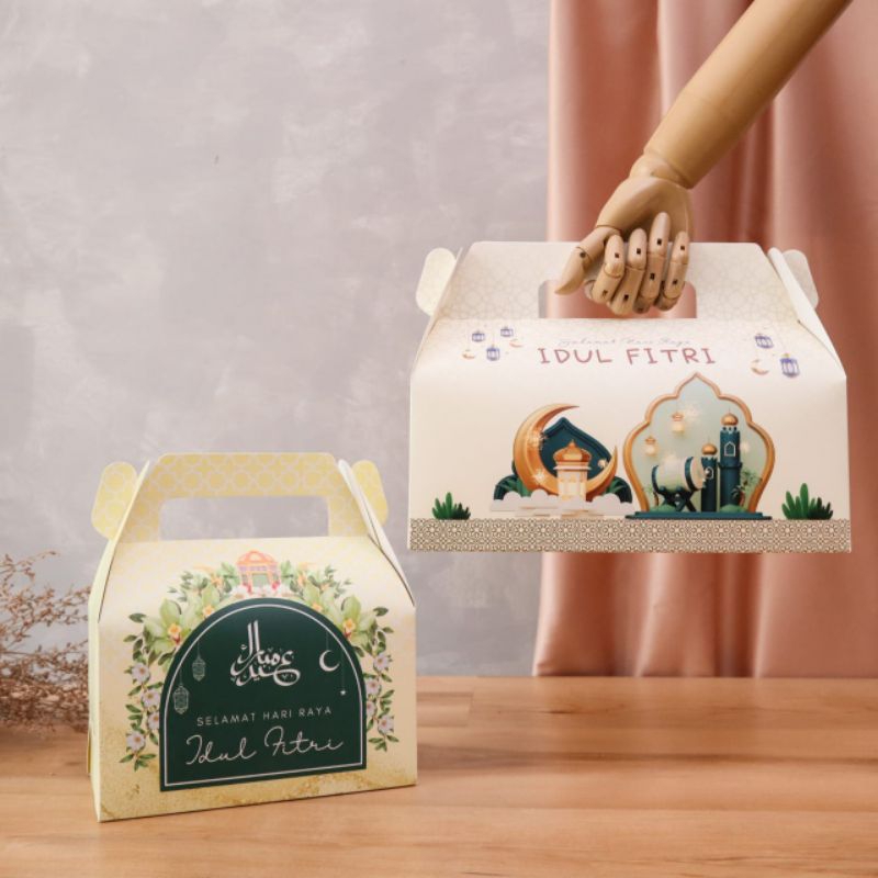 

[ isi 10 pcs ]BOX HAMPERS IDUL FITRI | BOX HAMPERS LEBARAN | GABLE BOX | KEMASAN IDUL FITRI