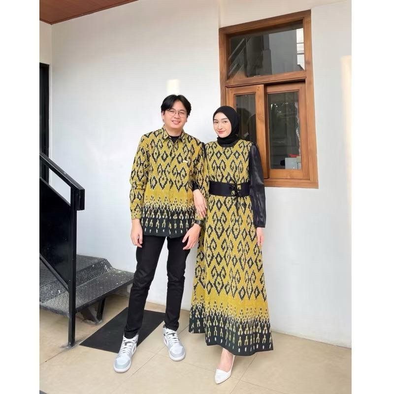 BAJU COUPLE TENUN / BAJU TENUN COUPLE GAMIS & KEMEJA TENUN / SARIMBIT TENUN