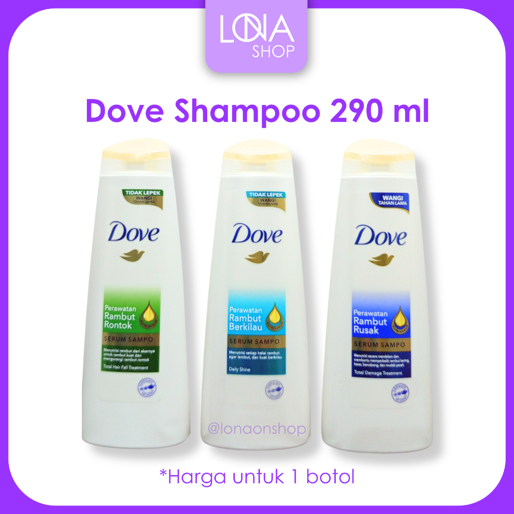 Dove Serum Shampoo 290 ml Perawatan Rambut Rusak / Rambut Rontok / Rambut Berkilau Sampo