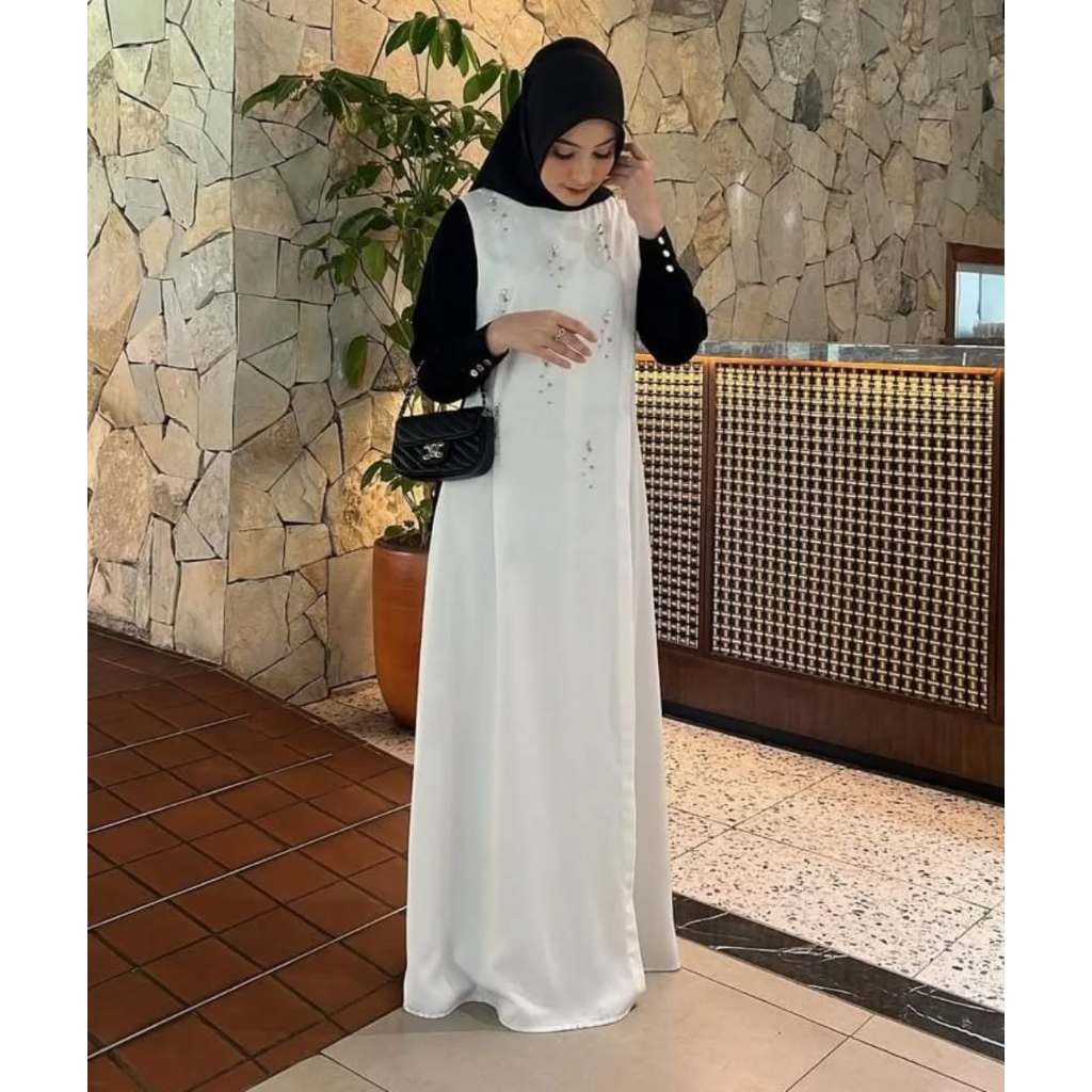 Baju Lebaran Model Baru Sabina Set Bahan Ceruty Babydoll Abaya Lebaran Remaja coquette Dress Kondang