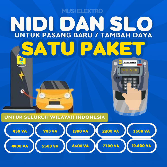 [RESMI] NIDI DAN SLO 1300 VA - SATU PAKET SERTIFIKAT NIDI PASANG BARU/TAMBAH DAYA SELURUH INDONESIA