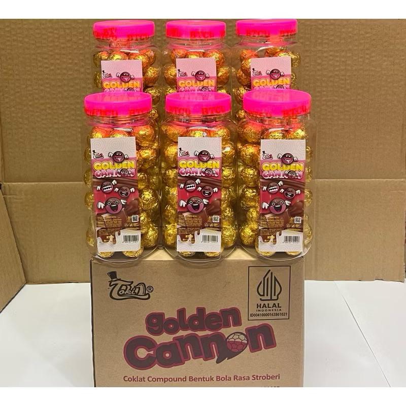

( 1 Dus isi 6 Toples ) Toki Golden Cannon - Tobelo Cannon Coklat Balls Pertoples isi 40pcs