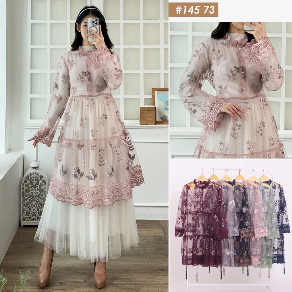 Outer Cardigan Renda Brokat - no gamis / dress
