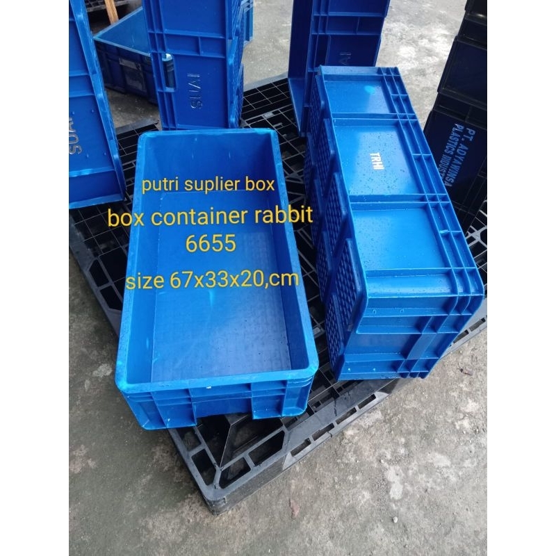 Box Kontainer Plastik Bekas Ukuran 67x33x20 cm, Tempat Penyimpanan Serbaguna Warna Oranye Biru Kunin