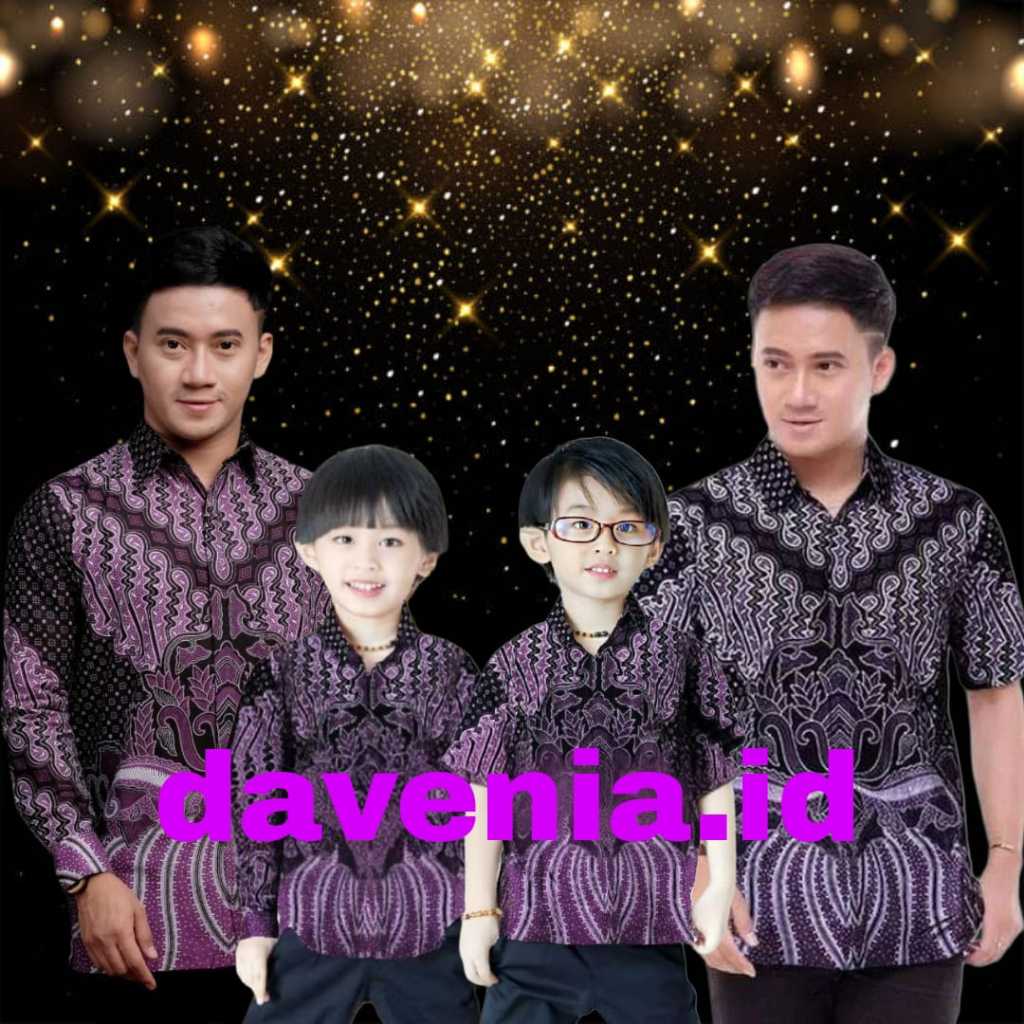 TERBARU Couple sweet || couple batik ayah dan Batik anak cowok BATIK Ungu Lilac