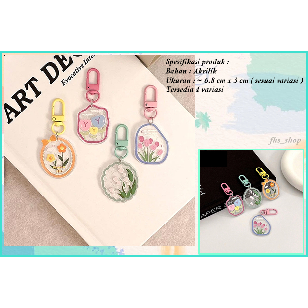 Gantungan Kunci Akrilik Korea Gantungan Kunci Lucu Gantungan Kunci Aesthetic Flower Akrilik Keychain