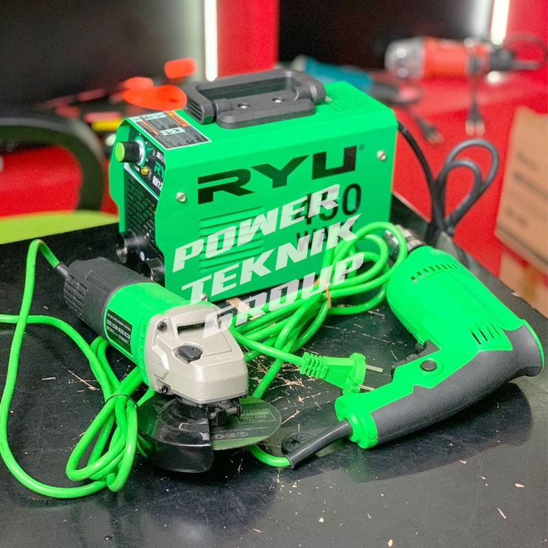 PAKET HIJAU RYU  (3in1) Mesin Las Listrik 450 watt MMA 120A IGBT 450 watt + Mesin Gerinda 4inch + Bo