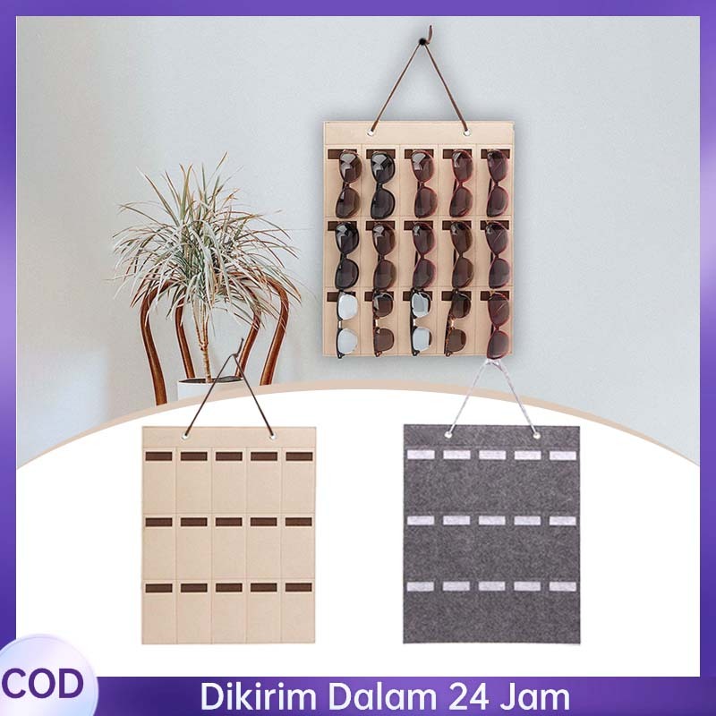 15 Slots Display Kacamata Dinding Felt Glasses Hanging Bag Felt Kacamata Storage  Rak Display Kacama