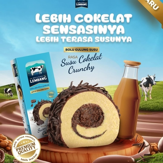 

Bolu susu lembang Coklat, Bolu gulung susu coklat crunchy premium (Bisa ke luar kota,luar P.jawa)