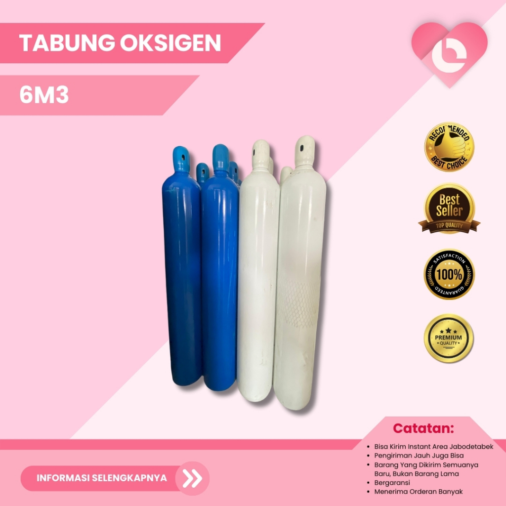 Tabung Oksigen Besar 6m3 + Isi Penuh Siap Pakai Medis Rumah Sakit dan Industri