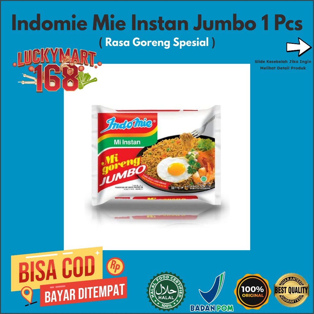 

INDOMIE Mi Instan Goreng Jumbo Spesial 1 Pcs x 129Gr