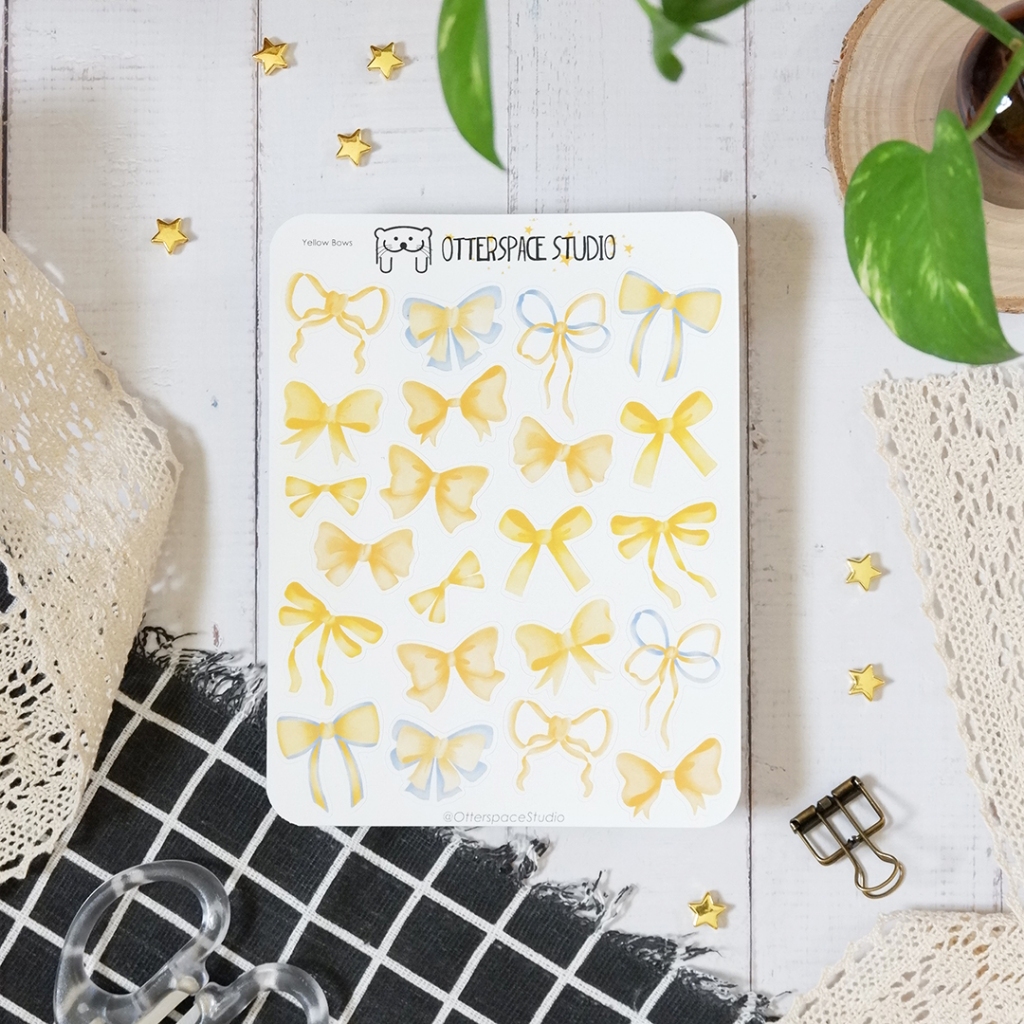 

Otterspace Studio | Yellow Bows Deco Sticker Sheet - Stiker Pita Kuning Planner & Bullet Journal