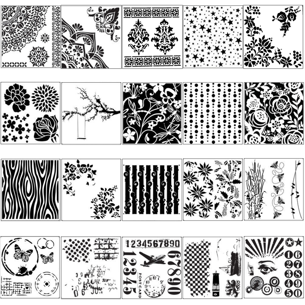 

BYL Etalase 1 Series Small Decorative Pattern Stencils Pretty Hollow Spray Painting Templates Durable Washable DIY Window Wall Decor Drawing Tool
