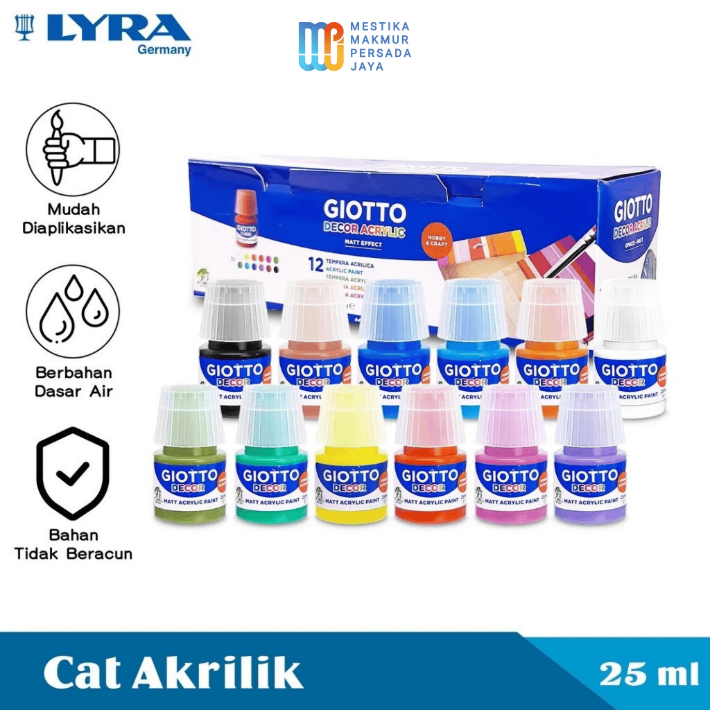 

Giotto Decor Acrylic Paint Matt - Cat Akrilik Set 25ml Isi 6/12 Warna 538200/530600