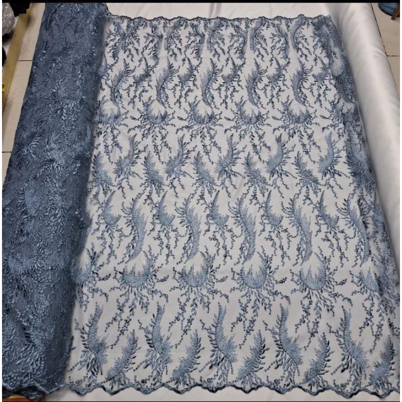 COD... Kain Tile Merak full tebal Motif daun Akar bordir terbaru