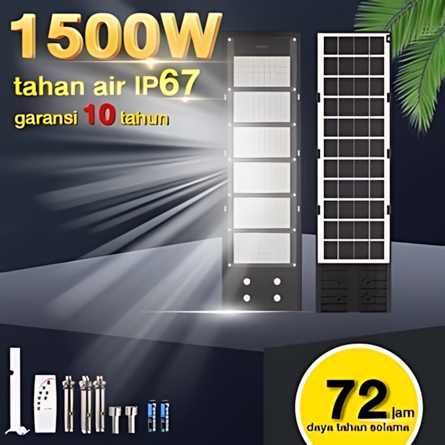 1500w air ip67 garansi proeksi lampu led batu kuningan mudah dibawa  Lampu Jalan Tenaga Surya lampu 