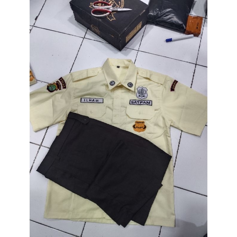 baju pdh satpam terbaru/baju pdh satpam krem/baju pdh satpam drill