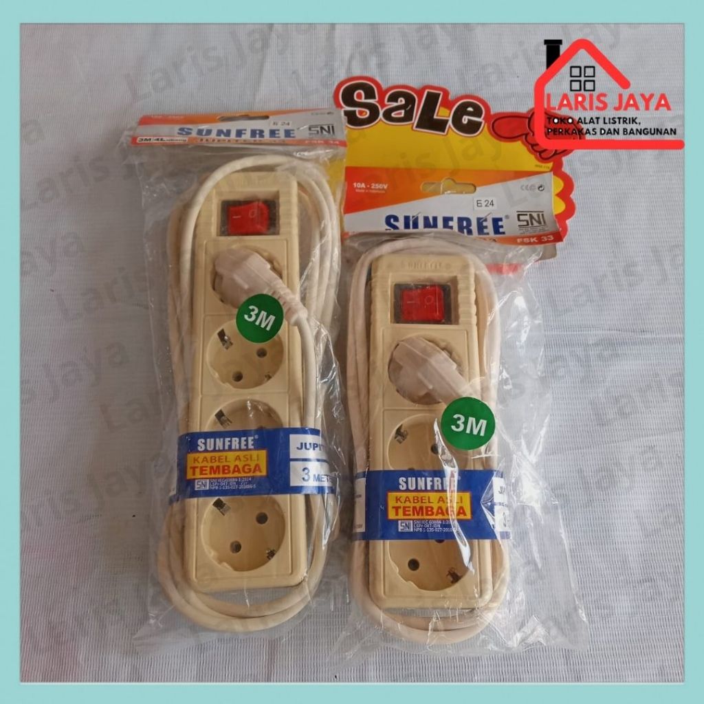 Cok Sambung Sunfree / Stop Kontak Saklar Sunfree 3 Meter