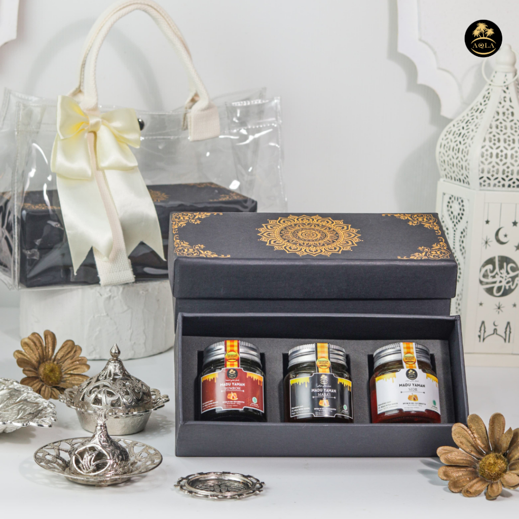 

Hampers Madu Yaman Mara'i Sumroh Sidr Parcel Madu Premium best Quality / Kado pernikahan / kado premium