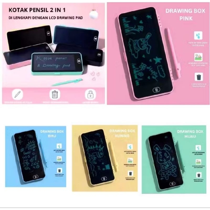 

Kotak Pensil Anak 2 in 1 Pen Case Writing Ped Tenpat Pensil Gambar