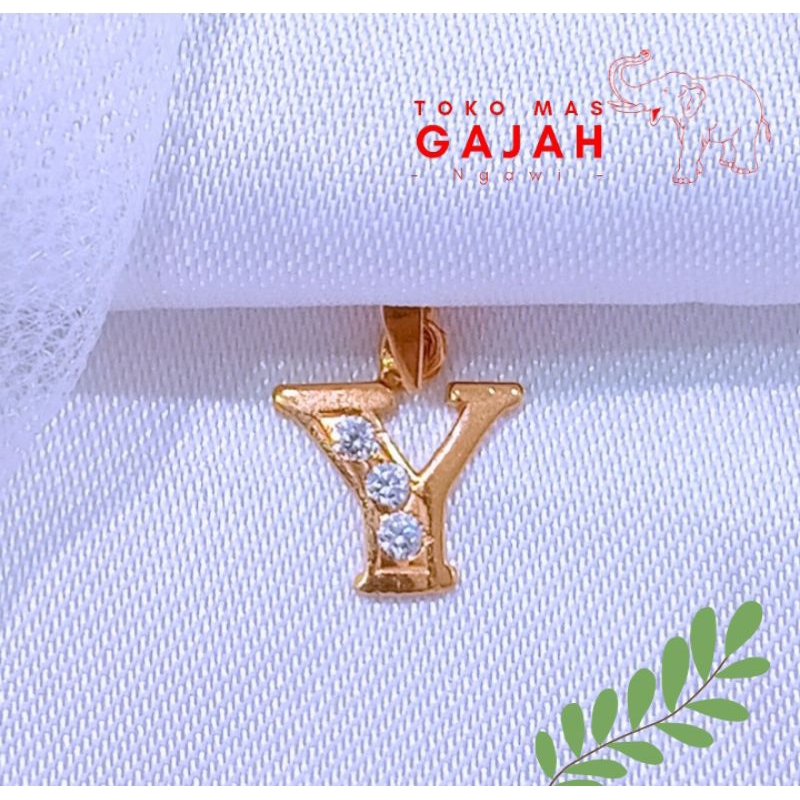 Liontin emas huruf Y mata putih murah,terbaru
