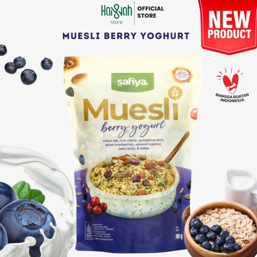 

Muesli Berry Yogurt Safiya-Sereal Oatmeal With Almond-Sarapan sehat premium