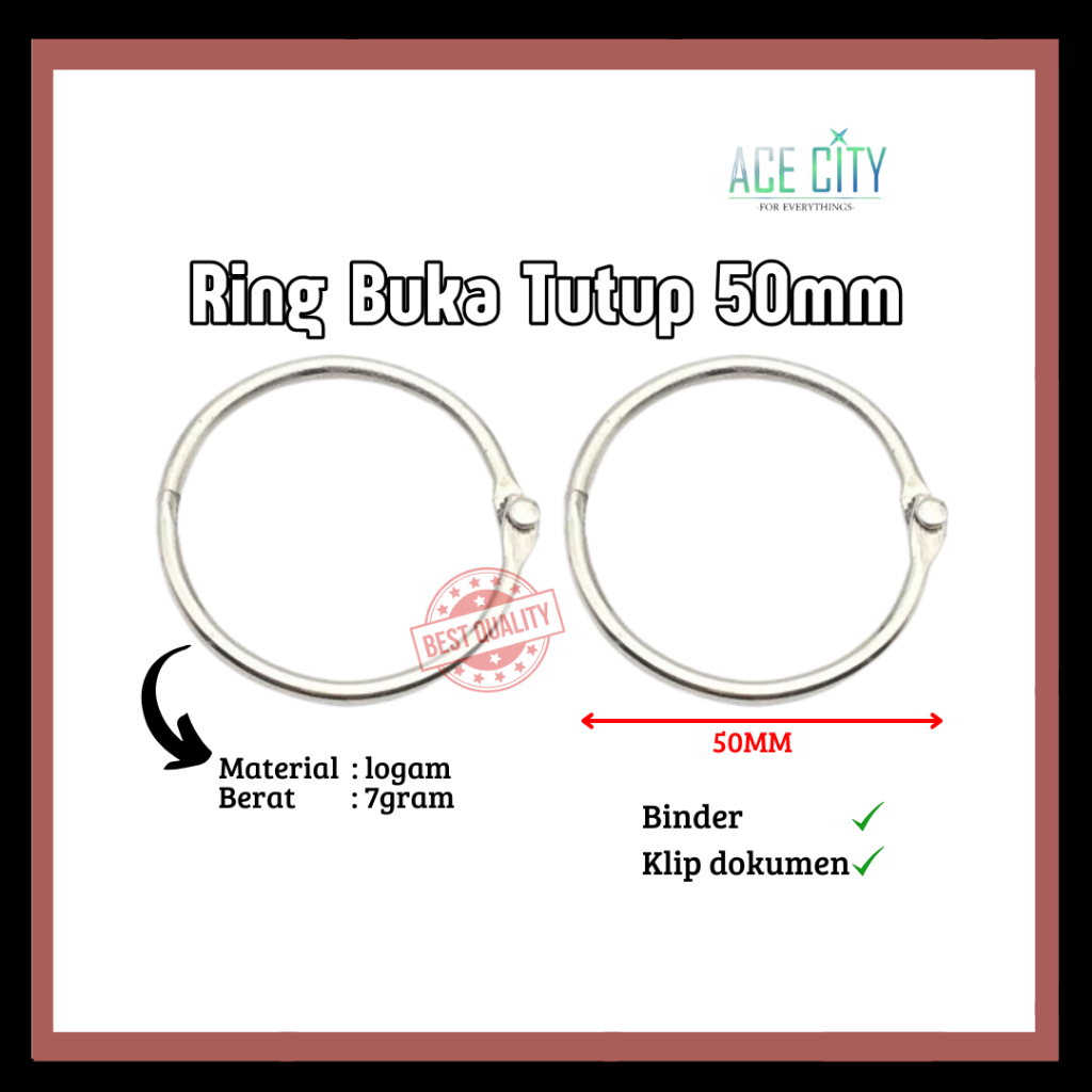 

Ring Buka Tutup 50mm / Ring Binder Silver / 1pcs
