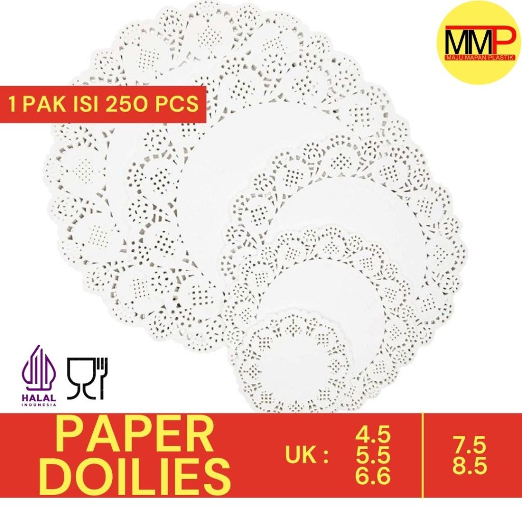 

Paper Doilies / Paper Doyleys Kertas Renda Bulat isi 250 pcs / Kertas Tutup Nasi Kotak