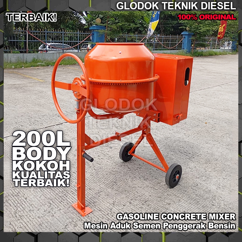 Mesin Molen Aduk Semen Cor Beton Penggerak Bensin 200 Liter Gasoline Engine Concrete Mixer Machine 2