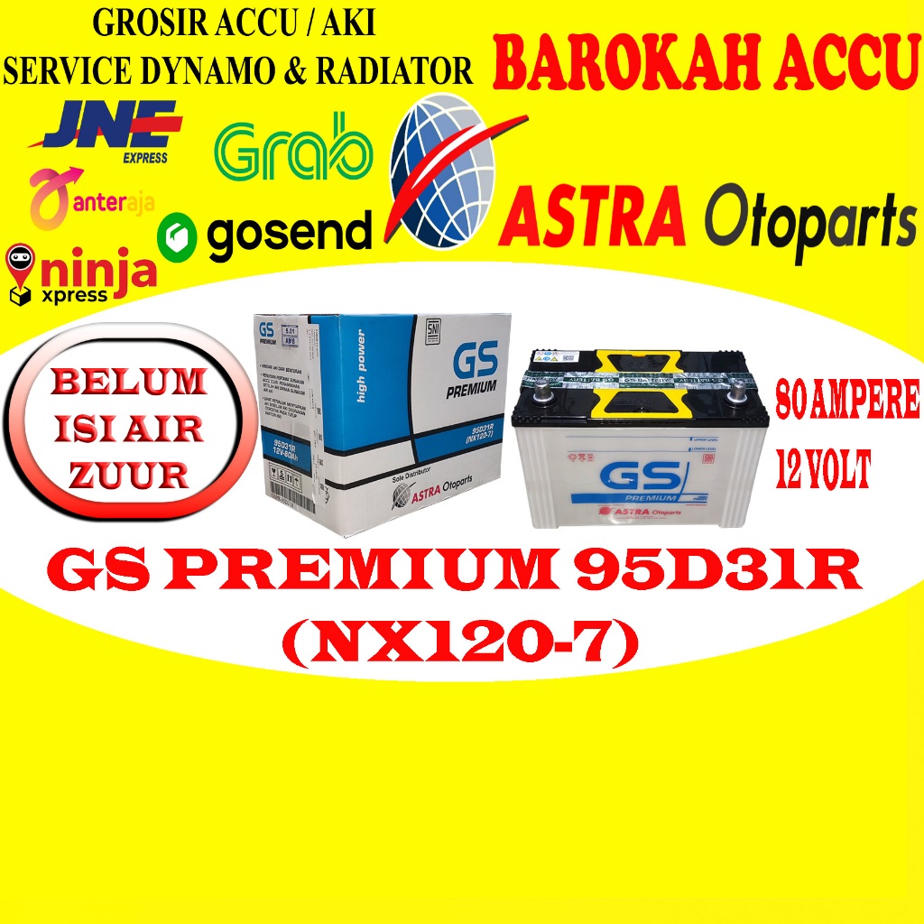 AKI MOBIL GS PREMIUM 95D31R / NX120-7 , 80 AMPERE ASTRA OTOPARTS