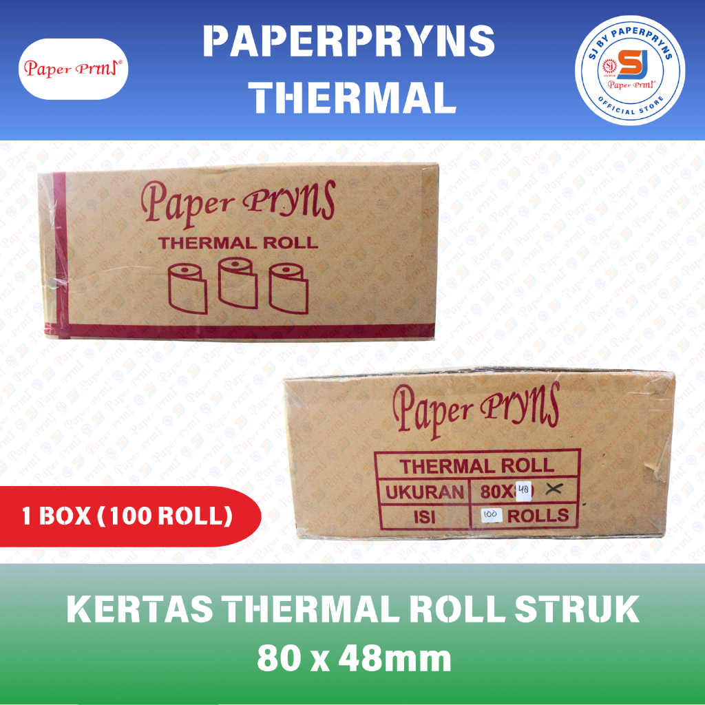 

PAPERPRYNS Kertas Thermal Roll 80 x 48mm - 1 BOX (ISI 100 ROLL)