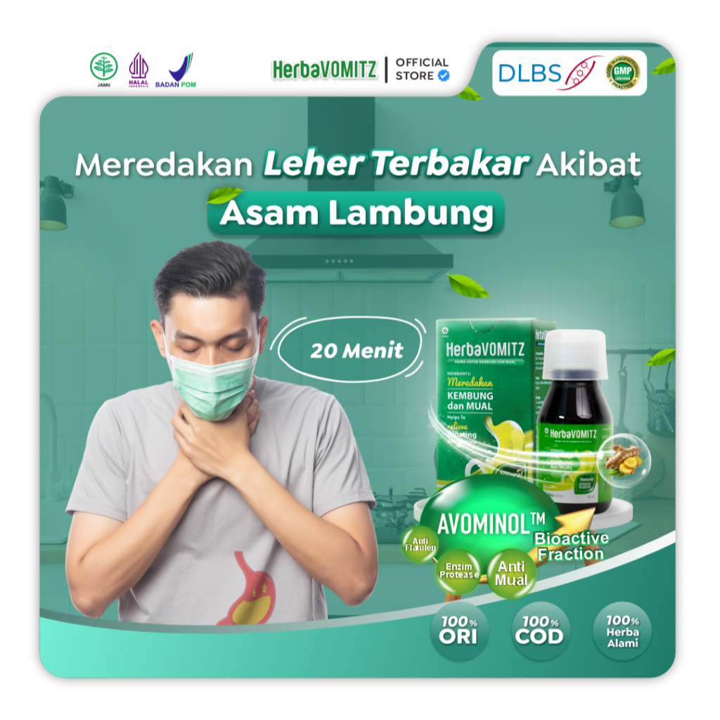 2 Box - Herbavomitz Syrup 60 ml -  Meredakan Leher Terbakar Akibat Asam Lambung
