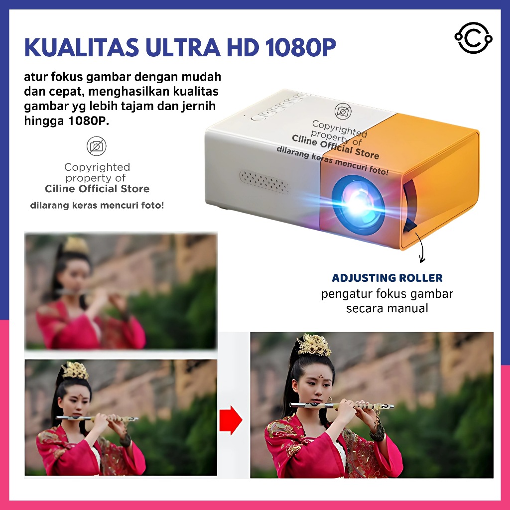 Mini Proyektor LED YG300 / YG-300 / YG 300 LCD Portable Projector Home / Kuning / LED Mini Proyektor