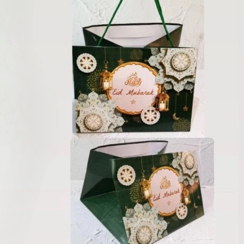 

5 pcs paperbag edisi lebaran kemasan kue kering box packaging hampers eid mubarak ukuran 27x27x20cm
