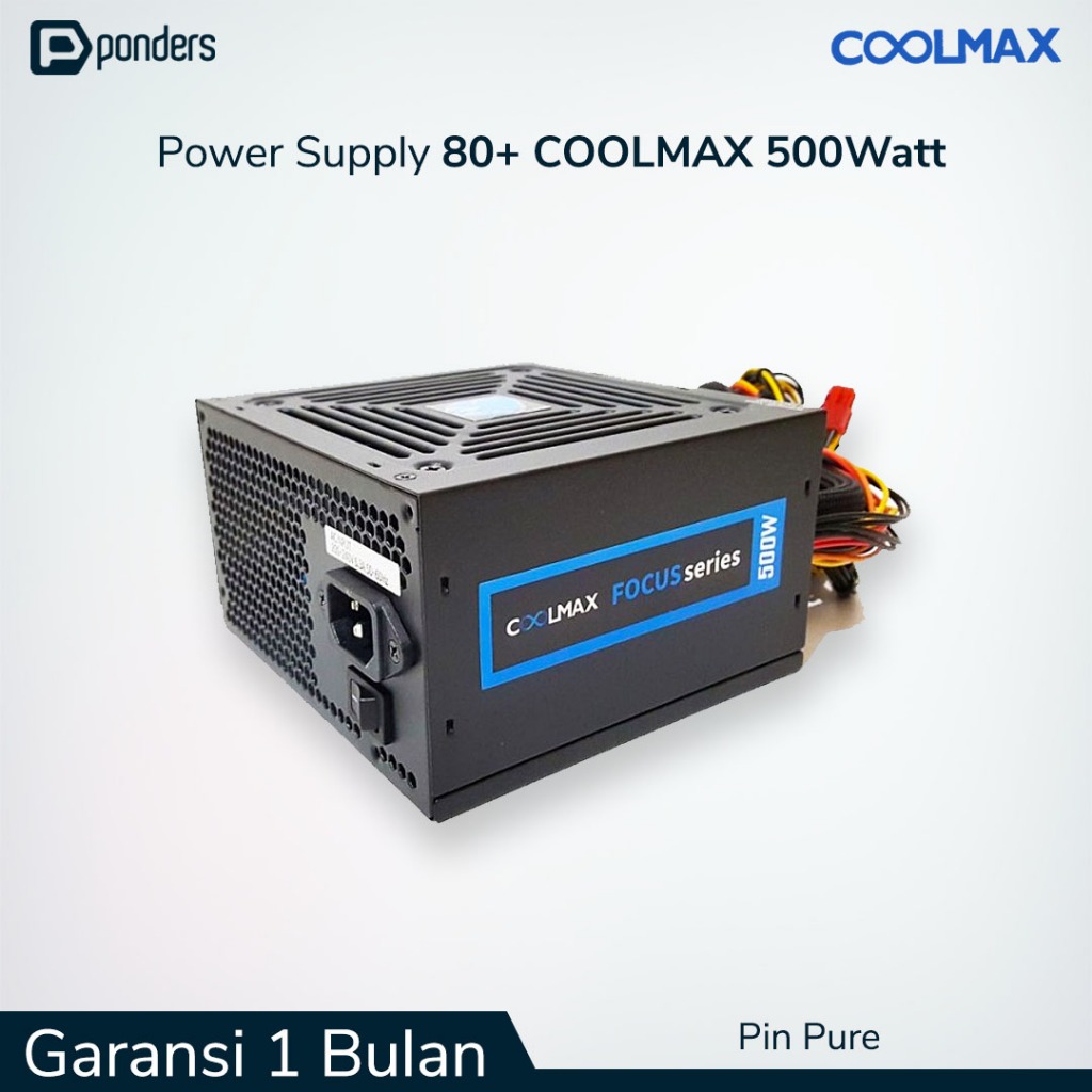PSU 500 Watt 80+ / PowerSupply 500Watt 80+ Merk COOLMax Pin Pure