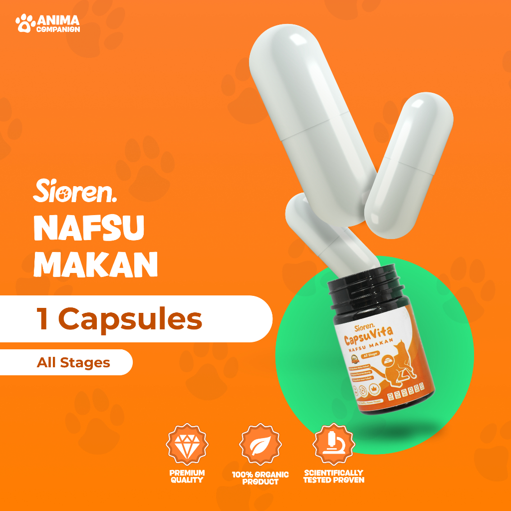Sioren | Vitamin Nafsu Makan Kucing Anjing | [Harga per Kapsul] | Suplemen Nafsu Makan Kucing Anjing