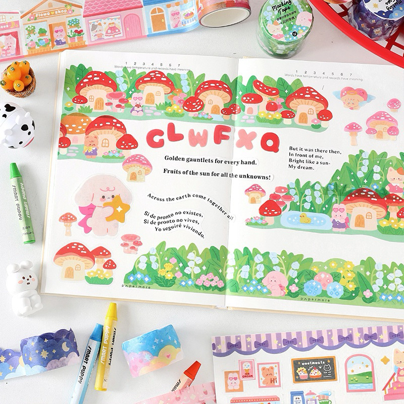 

(9D) washi tape selotip kartun anak korea style cute lucu korean journaling