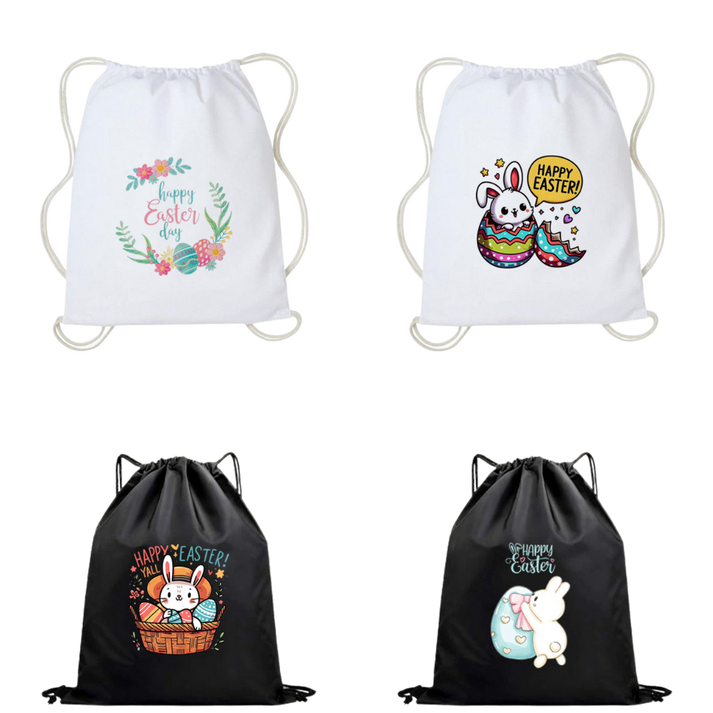 Tas Serut Kanvas Happy Easter Paskah Goodie Bag Souvenir Tas Hampers Kanvas Bingkisan Hari Paskah