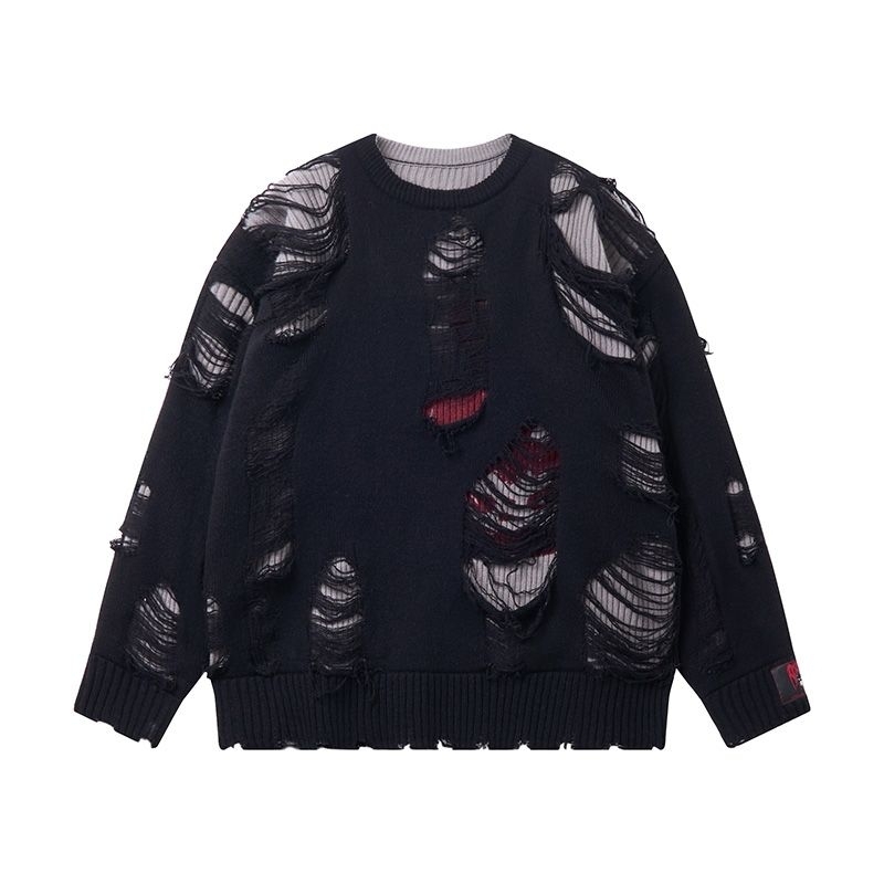 HIRONO x REVENGE Black Distressed Sweater
