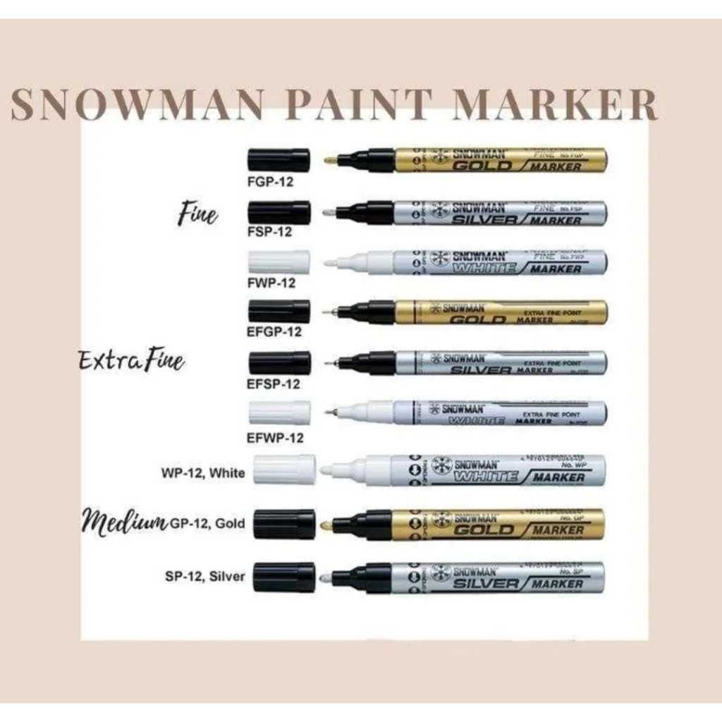 

SNOWMAN - SPIDOL EFGP12 GP12 EFSP12 WP12 / SPIDOL GOLD SILVER WHITE / MARKER SNOWMAN / PULPEN