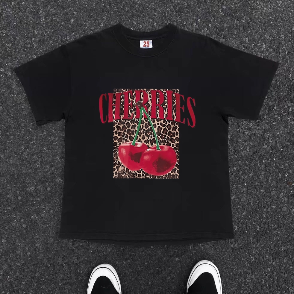 BOOMBAP American retro Style T-shirt Oversize Original Trend cherry top| Kaos Wanita Hitam | Kaos pr