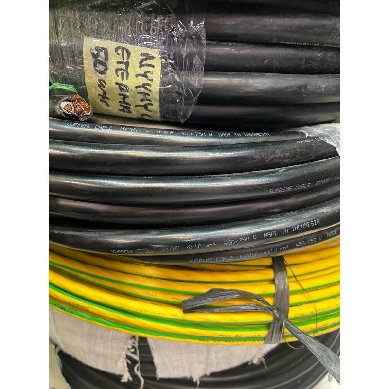 Kabel NYYHY 4x10 Supreme Serabut Hitam / NYYHY 4x10mm Supreme potongan meteran