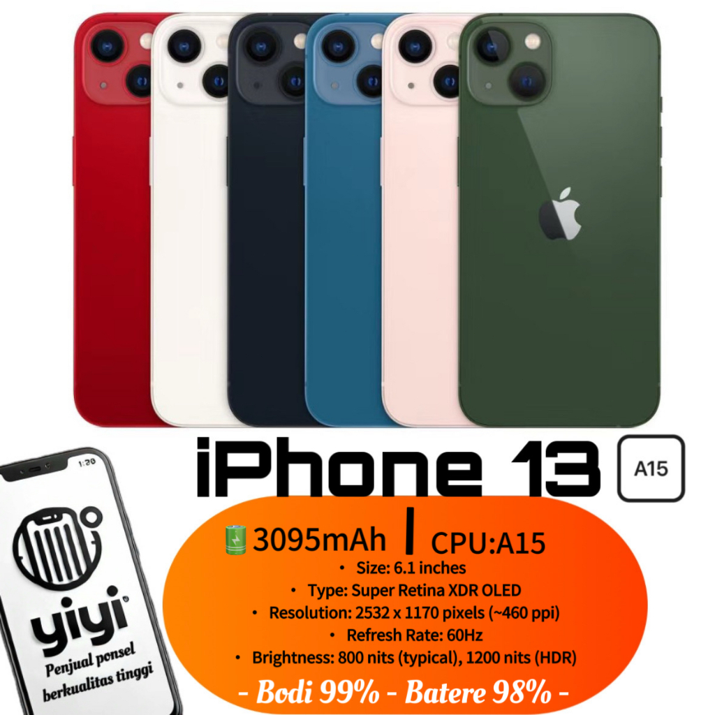 iphone 13 128GB / 256GB  - Second - Bodi 99% - Batere 98% - Fullset-Face ID OK-Murah