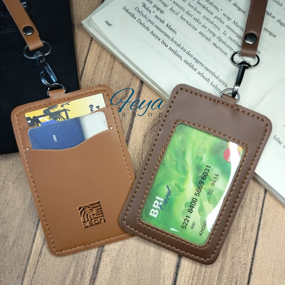 

Name Tag Id Card Kulit Holder Lanyard Muat 2 Slot Kartu Termurah Berkualitas NTS035