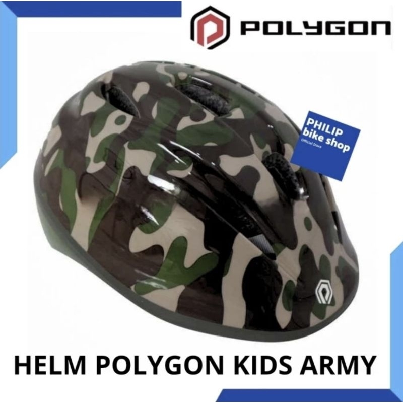 Helm Sepeda Polygon Anak Kids Army Hijau Original