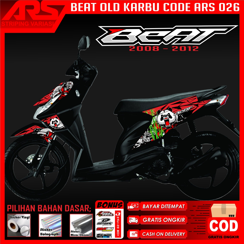 ( COD ) Striping Sticker Beat KARBU 2008 2009 2010 2011 2012  Motif PANDA Variasi Body motor ars 026