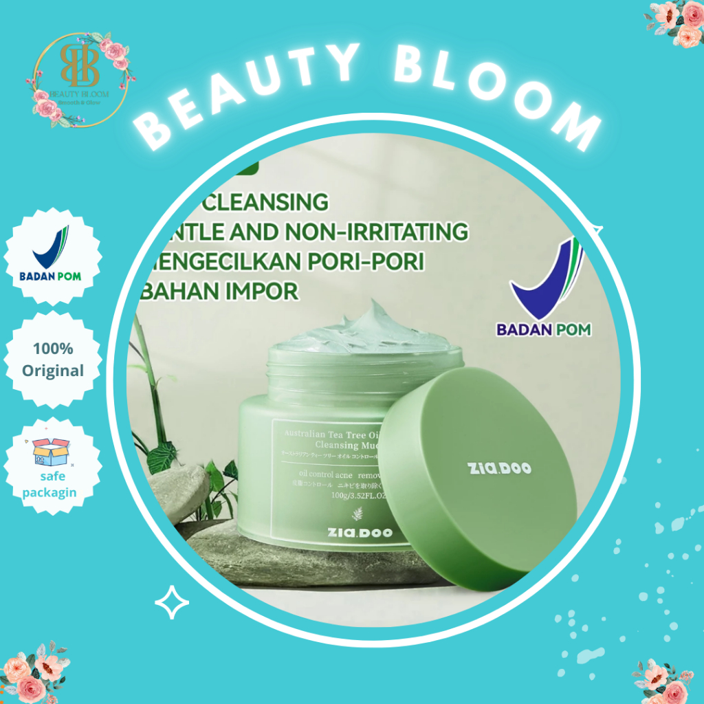 ZIA.DOO Clay Mask Australia Tea Tree Kontrol Minyak Anti Acne Anti Pores Deep Cleansing Penghilang K