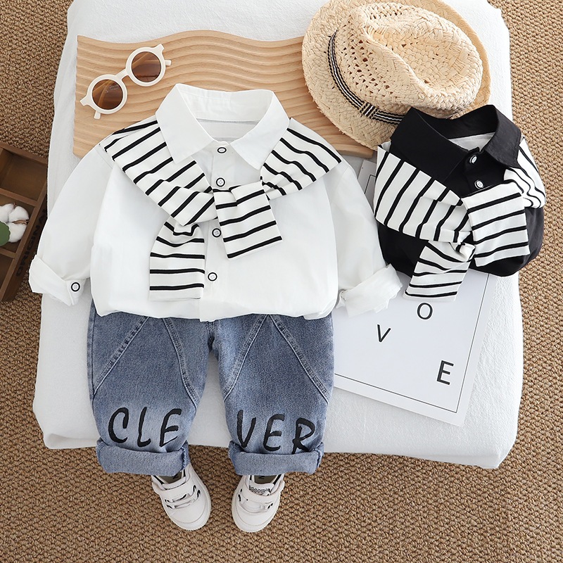 Setelan Anak Laki Laki Baju Set Kemeja Lengan Panjang dan Celana Jeans Anak JUSTiCE