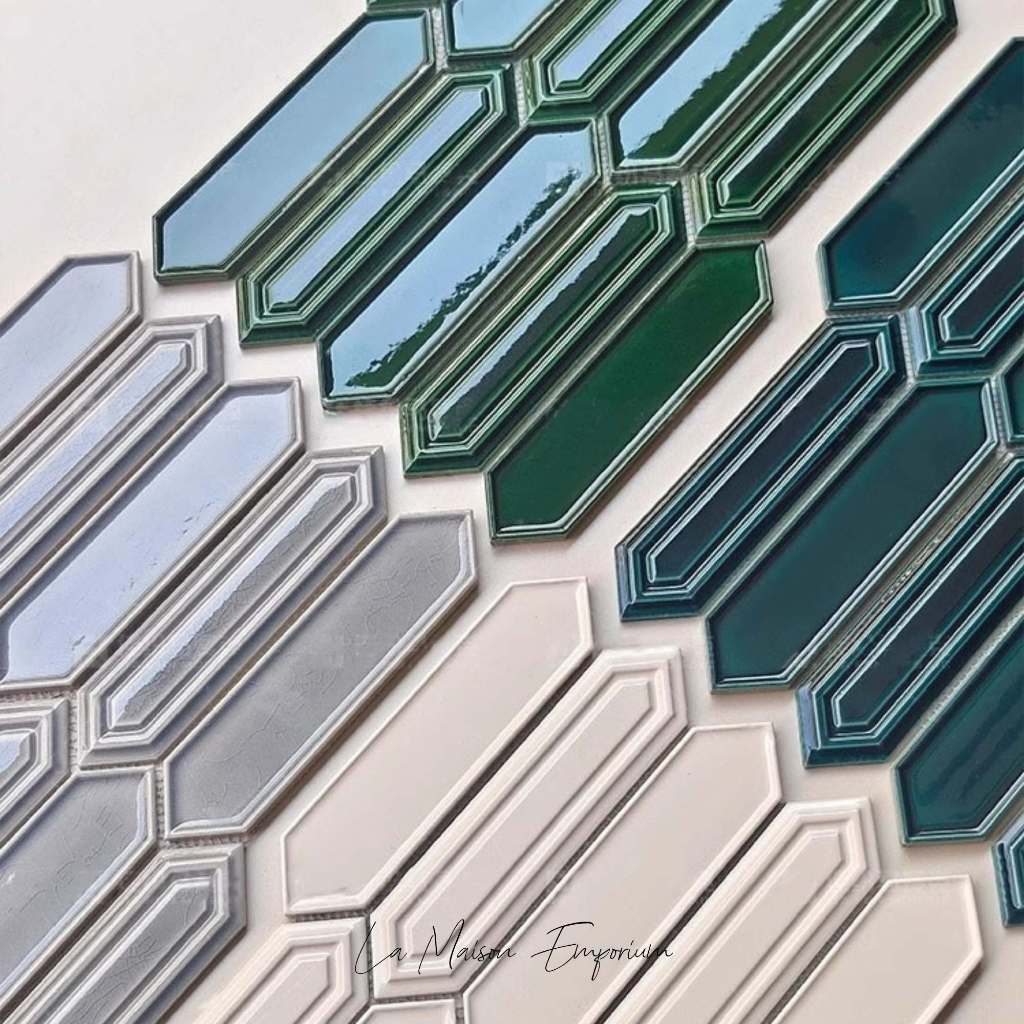 Mosaic Tile 3D / Mosaik Tile Kamar Mandi Dapur Keramik DInding Putih Biru Hitam Hijau Biru