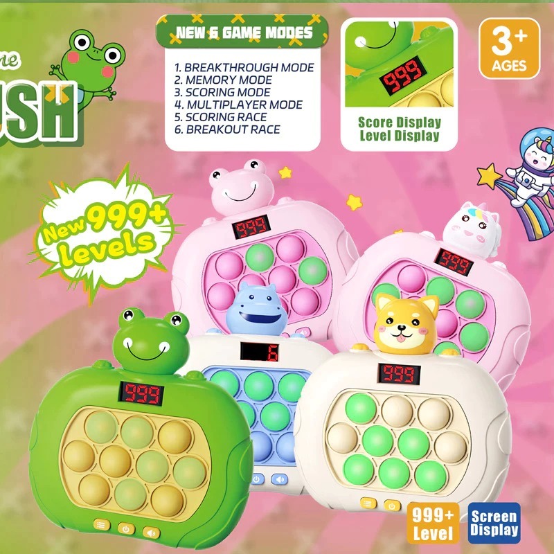 Pop It Push Bubble Game Challenge Fidget Toys Dengan Mesin Game LED Menghilangkan Stress LV999